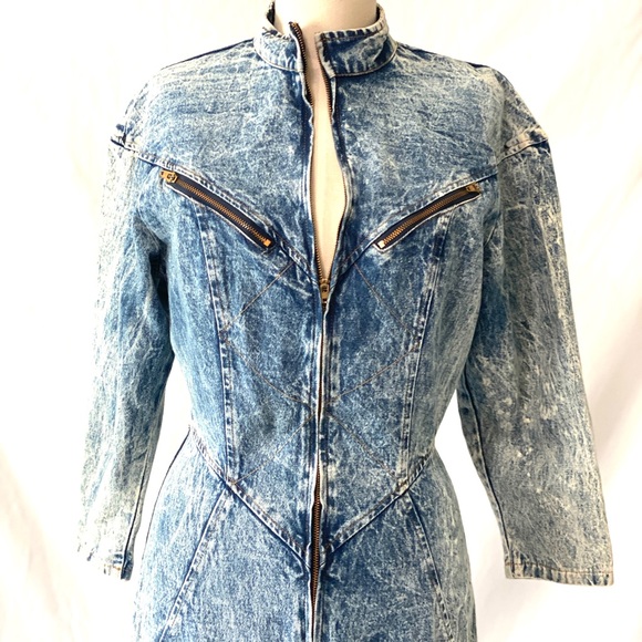 TIMELY TRENDS Vintage Sexy Acid Wash 80s Denim Dress - Picture 2 of 12